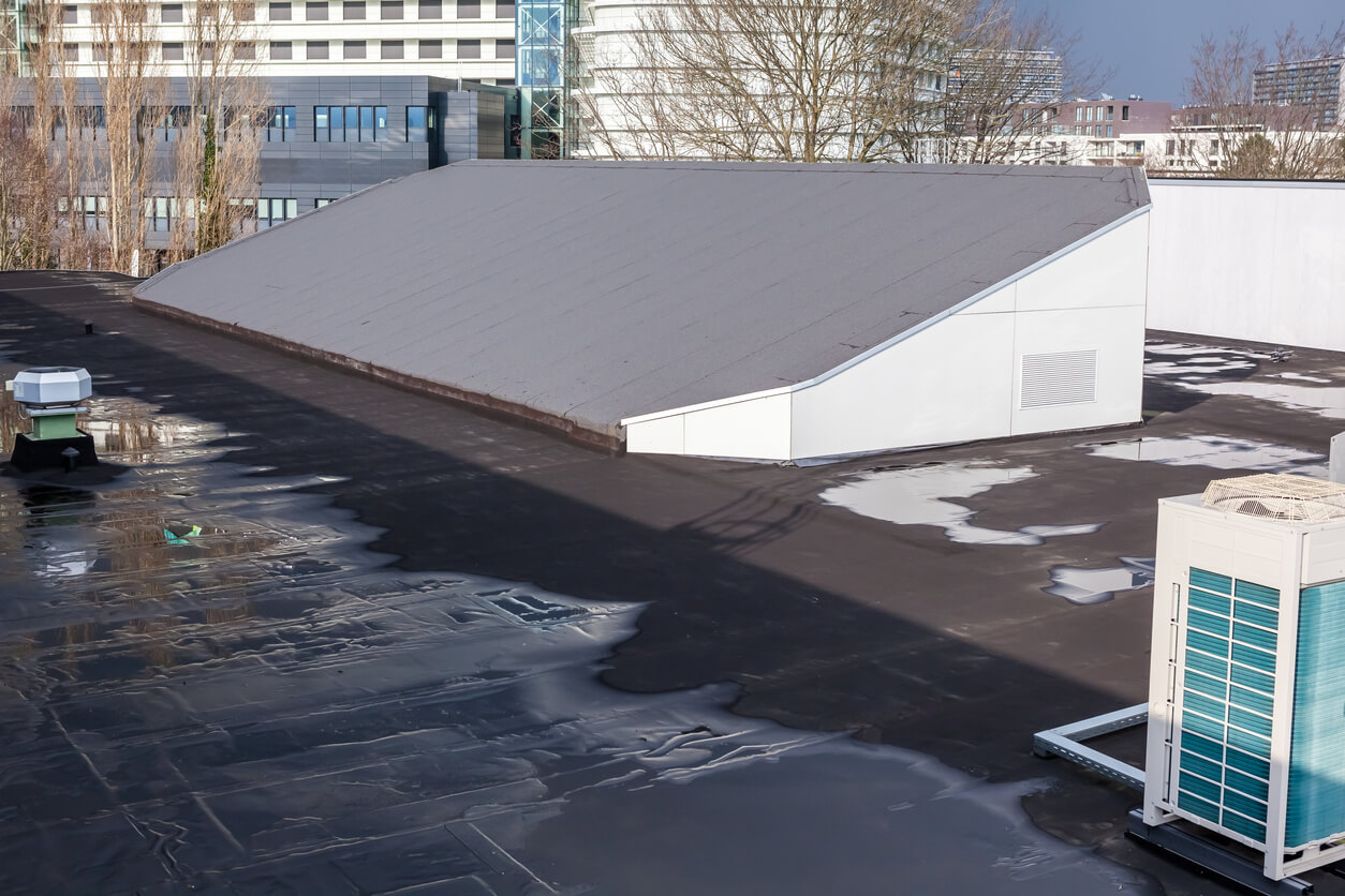 Flat roof on business building