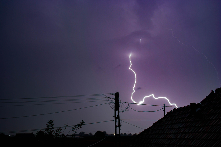 Lightning strikes roof